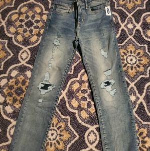 Boys medium dark wash distress jeans